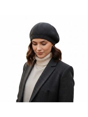 Paper Label Merino Wool Beret Grey New